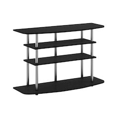 Black Wood TV Stand for up to 46-inch Screens with 4-Tier Storage
