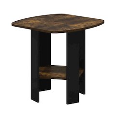 Amber Pine and Black Finish Accent End Table for Living Room