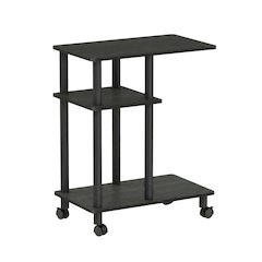 Espresso, U-Shape Sofa Side Table, Rolling Casters