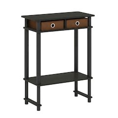 Espresso Hallway Console Table with Storage Bin and Modern Finish