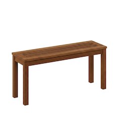 Natural Hardwood Bench, Teak Oil Finish, Backless Garden Seat