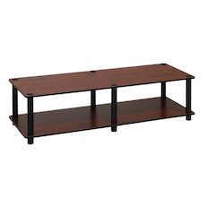 Dark Cherry TV Stand with Black Tube Frame and Composite Wood Construction