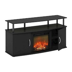 Brown Fireplace Entertainment Center, Doors, Storage Cabinet, 55-Inch TVs