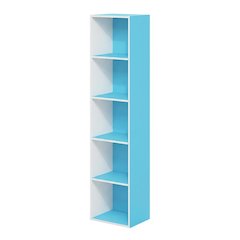 Light Blue Wood 5-Tier Open Bookcase with Spacious Shelves for Storage