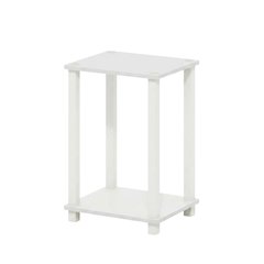Small White End Table with Contemporary Design and Solid Construction
