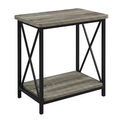 Grey Oak and Black Finish End Table with Modern Design