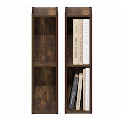 FULDA Set of 2, 2-Tier Narrow Bookshelf, 6-In, 9.3x5.9x21.2, Amber Pine
