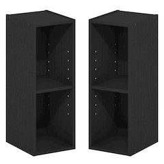 FULDA Set of 2, 2-Tier Narrow Bookshelf, 8-In, 9.3x7.9x21.2, Blackwood