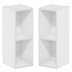 FULDA Set of 2, 2-Tier Narrow Bookshelf, 8-In, 9.3x7.9x21.2, White