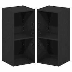 FULDA Set of 2, 2-Tier Narrow Bookshelf, 10-In, 9.3x9.8x21.2, Blackwood
