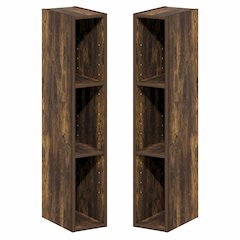 FULDA Set of 2, 3-Tier Narrow Bookshelf, 6-In, 9.3x5.9x31.5, Amber Pine
