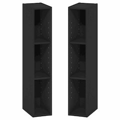 FULDA Set of 2, 3-Tier Narrow Bookshelf, 6-In, 9.3x5.9x31.5, Blackwood