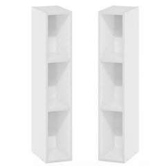 FULDA Set of 2, 3-Tier Narrow Bookshelf, 6-In, 9.3x5.9x31.5, White