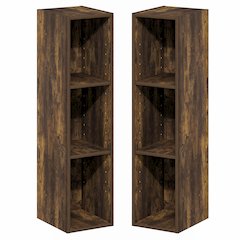 FULDA Set of 2, 3-Tier Narrow Bookshelf, 8-In, 9.3x7.9x31.5, Amber Pine