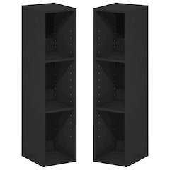 FULDA Set of 2, 3-Tier Narrow Bookshelf, 8-In, 9.3x7.9x31.5, Blackwood