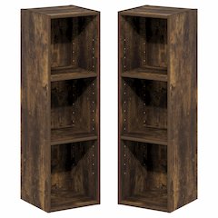FULDA Set of 2, 3-Tier Narrow Bookshelf, 10-In, 9.3x9.8x31.5, Amber Pine