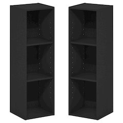 FULDA Set of 2, 3-Tier Narrow Bookshelf, 10-In, 9.3x9.8x31.5, Blackwood