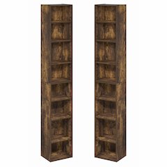 PASIR Set of 2, 8-Tier Bookshelf, Open Shelf, 9.3x11.8x70.9, Amber Pine