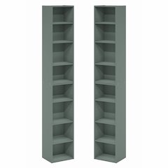 PASIR Set of 2, 8-Tier Bookshelf, Open Shelf, 9.3x11.8x70.9, Sage Green