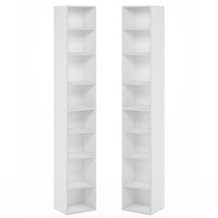 PASIR Set of 2, 8-Tier Bookshelf, Open Shelf, 9.3x11.8x70.9, White