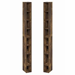 FULDA Set of 2, 8-Tier Bookshelf, Space Saving, 9.2x5.9x70.9, Amber Pine