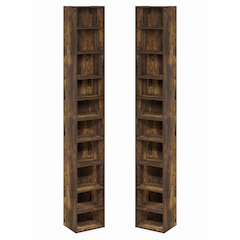 PASIR Set of 2, 10-Tier Bookshelf, Open Shelf, 9.2x11.8x78.7, Amber Pine