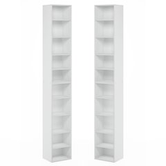 PASIR Set of 2, 10-Tier Bookshelf, Open Shelf, 9.2x11.8x78.7, White