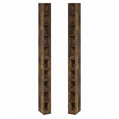FULDA Set of 2, 10-Tier Bookshelf, Space Saving, 9.2x5.9x78.7, Amber Pine