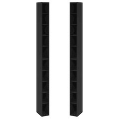 FULDA Set of 2, 10-Tier Bookshelf, Space Saving, 9.2x5.9x78.7, Blackwood