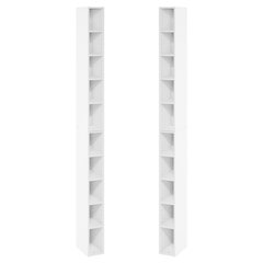 FULDA Set of 2, 10-Tier Bookshelf, Space Saving, 9.2x5.9x78.7, White