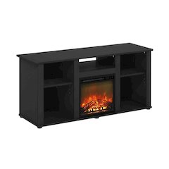 Brown Fireplace TV Stand with Open Storage for TVs up to 55 inches