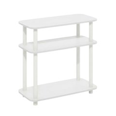 White 3-Tier Curve End Table with Modern Design and Stable Construction