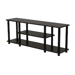 Walnut TV Stand with 3-Tier Open Storage and Modern Design