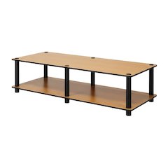 Light Cherry and Black TV Stand with Composite Wood and PVC Tubes