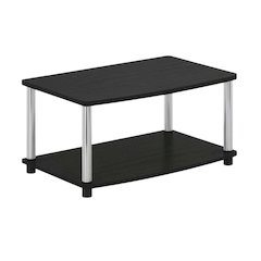 Wooden TV Stand with Americano/Chrome Finish, Elevated Design, No Tools Required