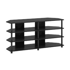 Corner TV Stand for 55-Inch TVs in Blackwood and Black Finish with Easy Assembly