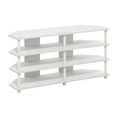 White 4-Tier Corner TV Stand with Easy Assembly for up to 55-Inch TVs