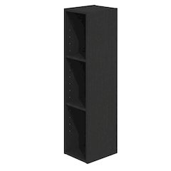 Black wood bookcase with sleek design and sturdy construction