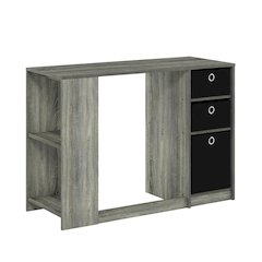 Modern computer desk in French Oak Grey - spacious workspace, sturdy build