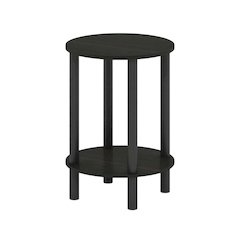 Round Wooden End Table with Espresso and Black Finish, Modern Side Table