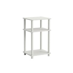 White 3-Tier End Table with Multi-level Storage and Modern Design