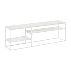 Modern White TV Stand for 78 Inch TVs with Solid Wood Construction