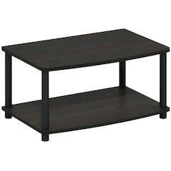 Espresso/Black Turn-N-Tube 2-Tier Elevated TV Stand with No Tools Assembly