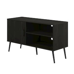 Espresso Wood TV Stand with One Cabinet and Shelves for Living Room