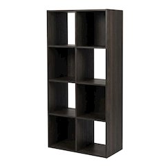 Wooden bookcase with open shelves for home or office storage