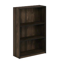 Wooden 3-Tier Adjustable Shelf Bookcase in Walnut Finish with Ample Storage