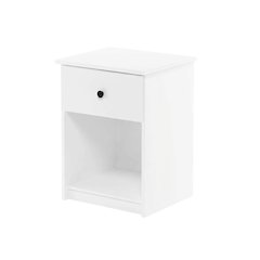 White wooden nightstand with drawer and modern design for bedroom storage
