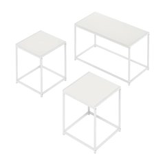 White 3-Piece Living Room Tables Set with Coffee and End Tables, Side Tables