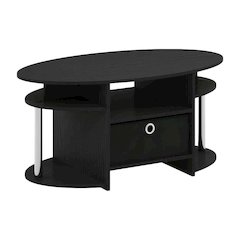 Americano Oval Coffee Table with Storage Bin and Chrome Steel Frame
