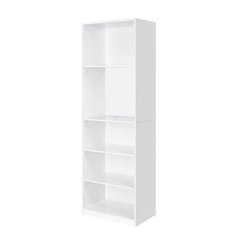 White 5-Shelf Bookcase with Sturdy Shelving for Living Room Storage